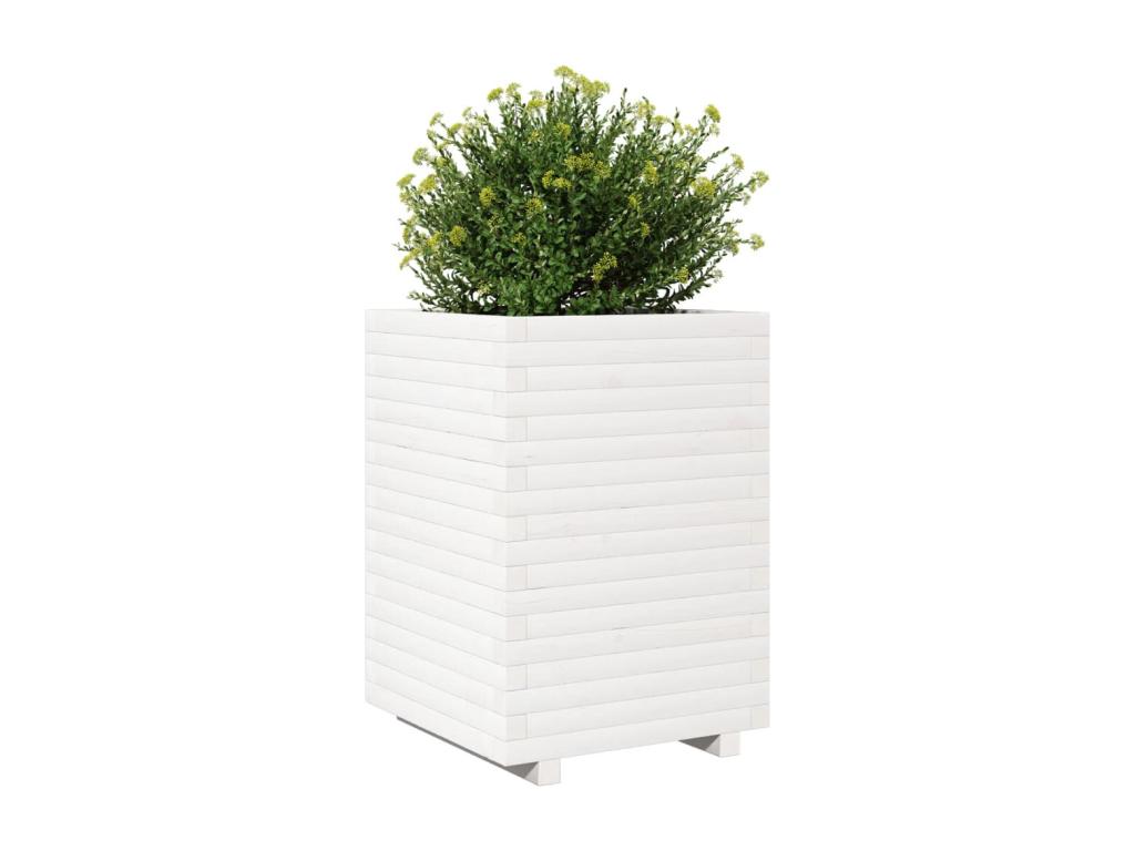 Jardinière blanc 50x50x72 cm bois de pin massif IMUH26007
