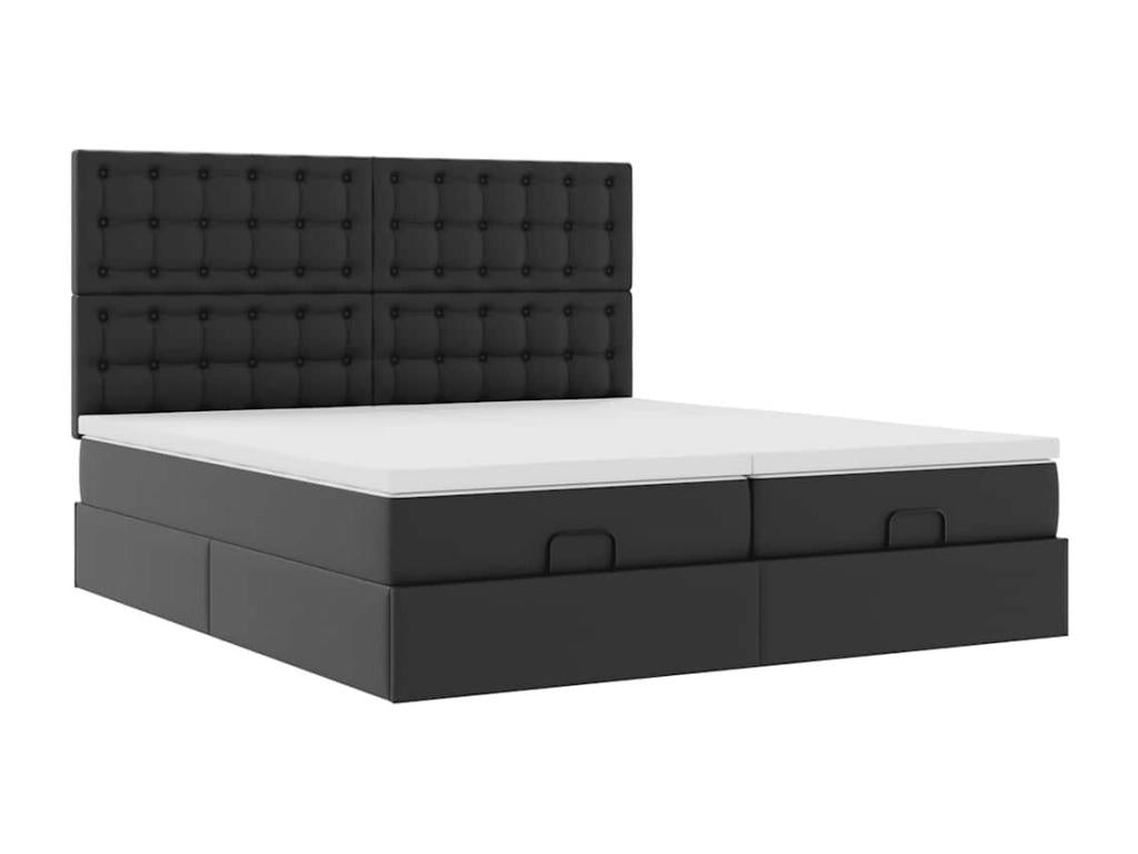 Cadre de lit ottoman avec matelas noir 160x200 cm similicuir BJSC12488