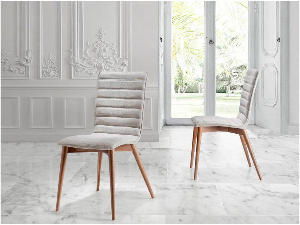 Chaise en bois de frêne couleur noyer et tissu Boislis - Lot de 2-Couleur Boislis 40 PBIU17624
