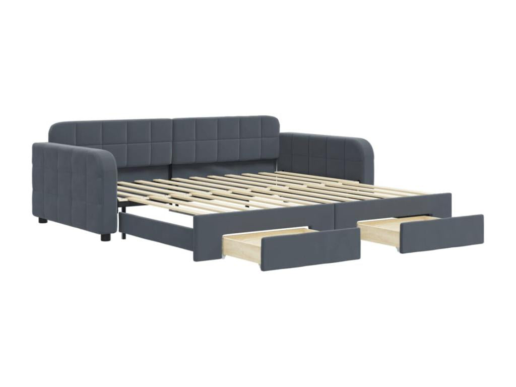 Lit de jour avec gigogne et tiroirs sans matelas 100x200 cm KKJR93944