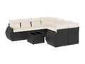 Salon de jardin 9 pcs avec coussins noir résine tressée DFLJ85881