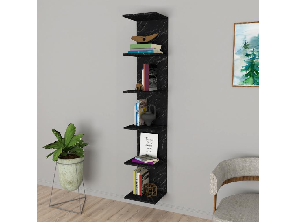 Etagère murale Boislis à 6 niveaux 180x34,5x30 cm marbre noir Boislis CRPH30282