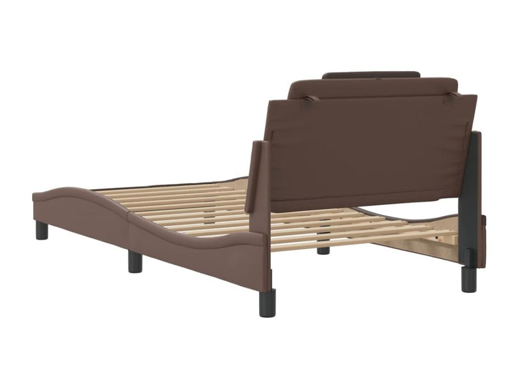 Cadre de lit avec Boislisères LED marron 100x200 cm similicuir RMTR07521