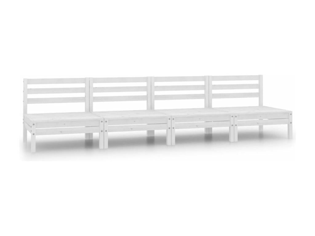 Canapés centraux de jardin 4 pcs Blanc Bois de pin massif VOCS66946