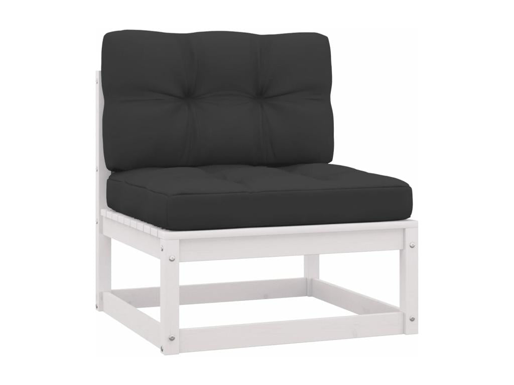 Salon de jardin 12 pièces avec coussins Blanc Bois de pin massif BPDC65075