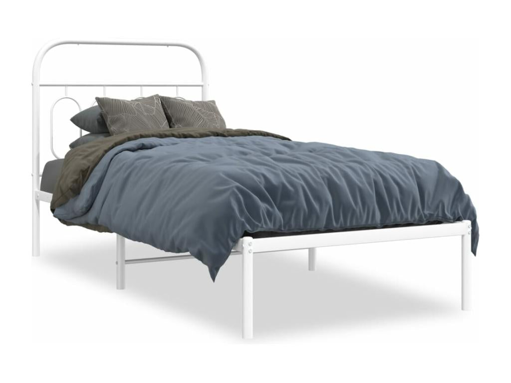 Cadre de lit métal sans matelas avec tête de lit blanc 90x190cm XSFA19311