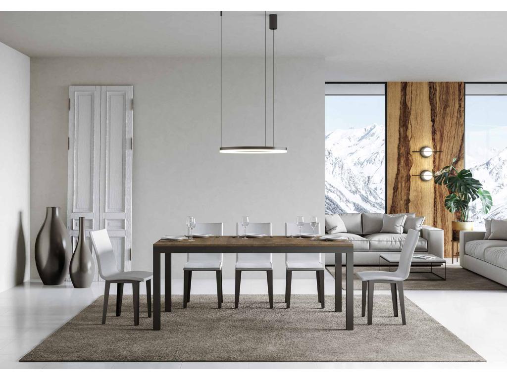 Table extensible 90x180/440 cm Mobenze Noyer cadre Anthracite HKDI72932