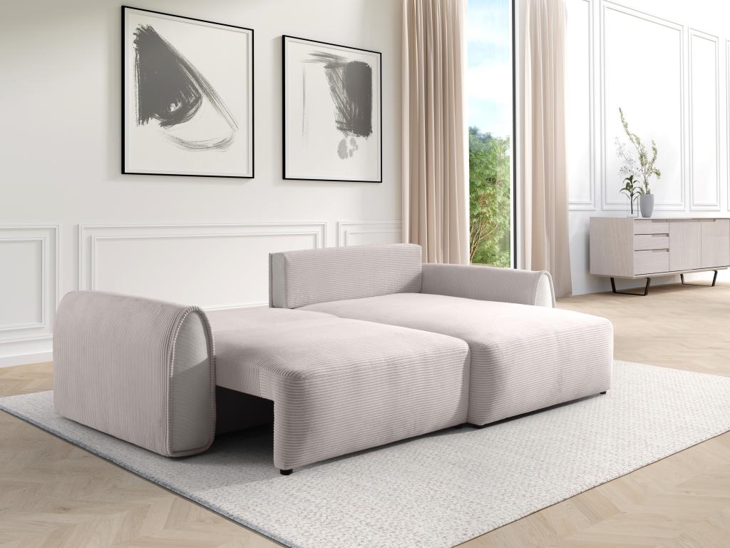 Canapé d'angle convertible et réversible en Mobenze tricoté gris clair Mobenze JCNI13503