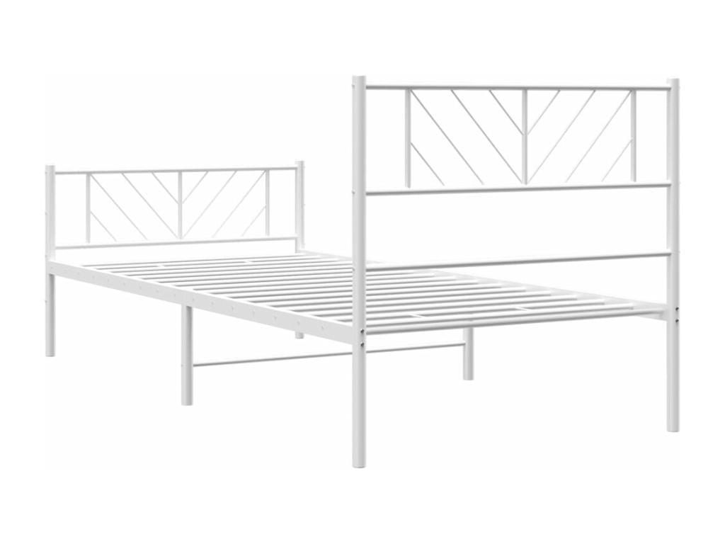 Cadre de lit métal avec tête de lit/pied de lit blanc 107x203cm WIBR77741