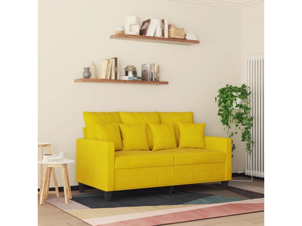 Canapé à 2 places Jaune 120 cm Velours UXJJ84009