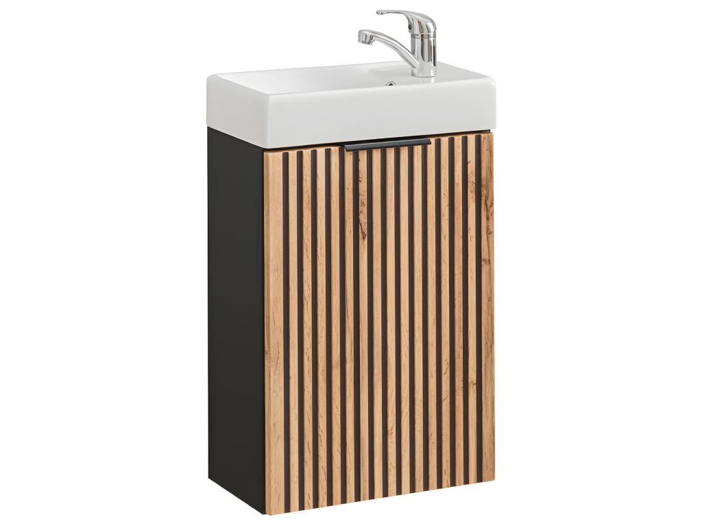 Meuble lave-mains 40cm 1 porte Boislis Bois et Noir HAWT85570