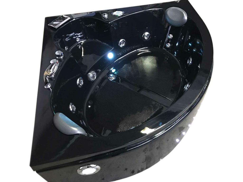 Baignoire Balnéo noir 150x150 cm Chromothérapie 14 jets – Verveine BZHU30846