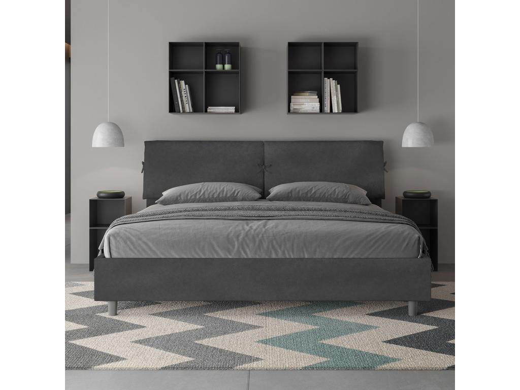 Lit Boislis taille coffre rembourré 200x200 microfibre gris Boislis IERQ81577