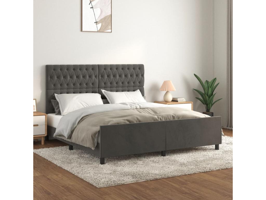 Cadre de lit sans matelas gris foncé velours DCPR51573