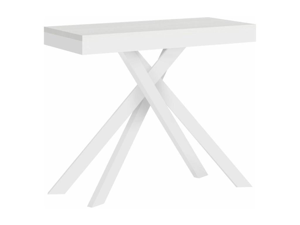 Console extensible 90x40/196 cm Boislis Small Evolution frêne blanc cadre blanc GYCQ30009