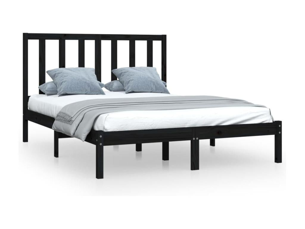 Cadre de lit Noir Bois de pin massif 140x190 cm XAMA71046
