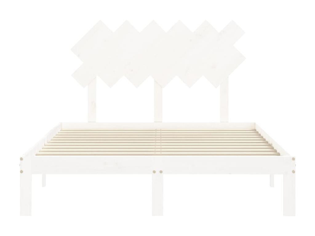 Cadre de lit avec tête de lit blanc 120x200 bois massif SZBG04521