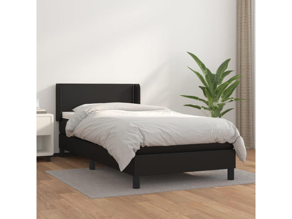 Lit à sommier tapissier avec matelas Noir 90x190 cm Similicuir BICO63851