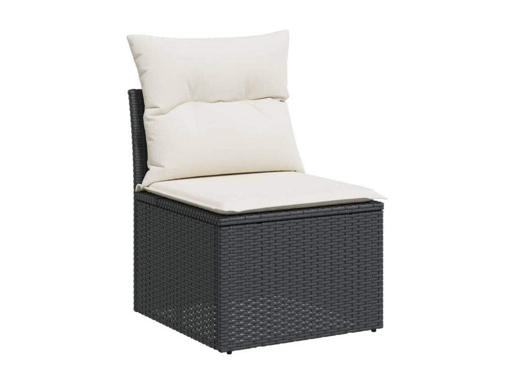 Salon de jardin 7 pièces avec coussins noir résine tressée HWPY23468