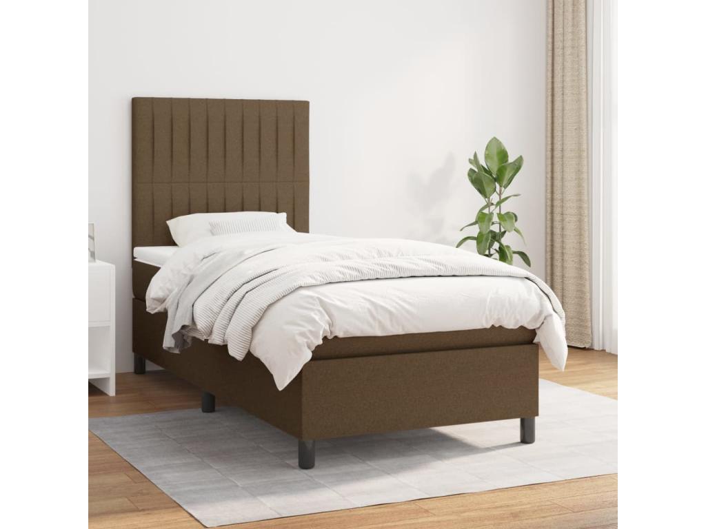 Lit à sommier tapissier avec matelas Marron foncé 100x200 cm MZQV20456