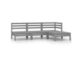 Salon de jardin 4 pcs Bois de pin massif Gris 4 OIHO42655