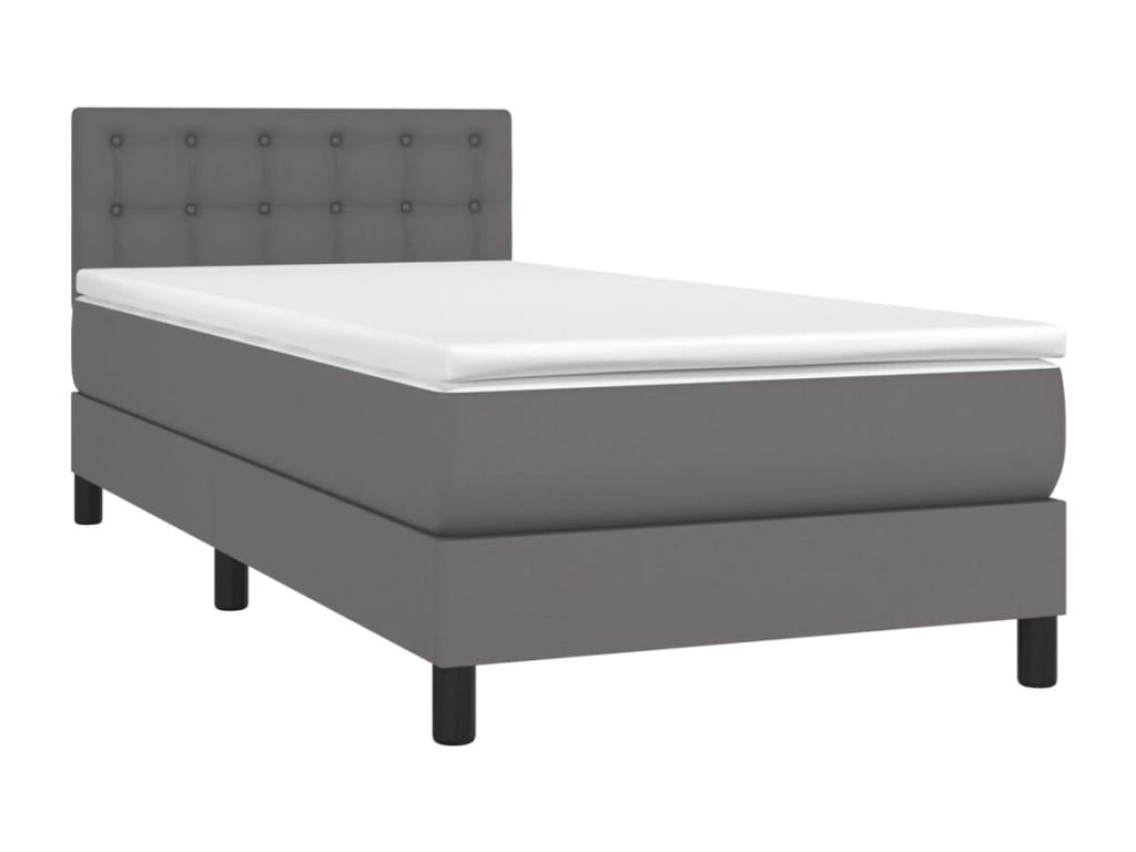 Sommier tapissier avec matelas et LED Gris 90x200 cm Similicuir ESKD33444
