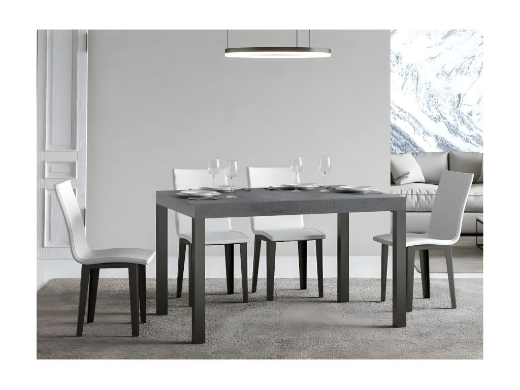 Table à manger rectangulaire gris béton et métal anthracite Boislis 180cm YRYP43806