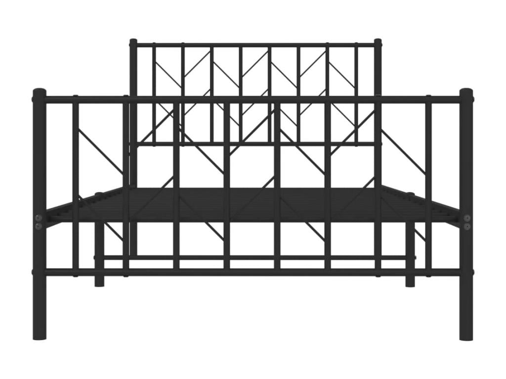 Cadre de lit métal avec tête de lit-pied de lit noir 100x190 IPVI08566