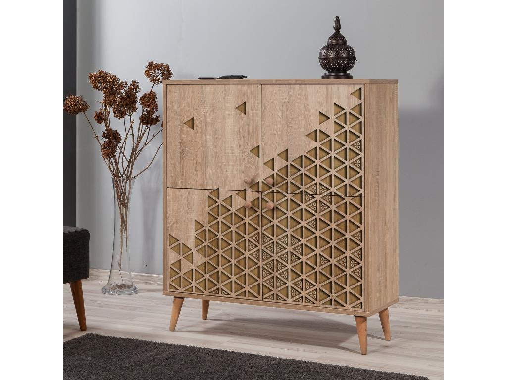 Meuble de rangement 4 portes bois clair Boislis 120 DCXG89142