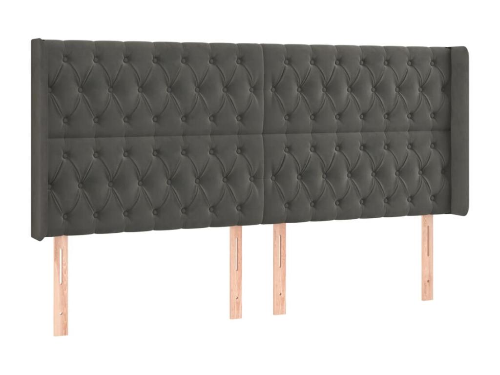 Tête de lit à LED Gris foncé 203x16x118/128 cm Velours FSYP71580