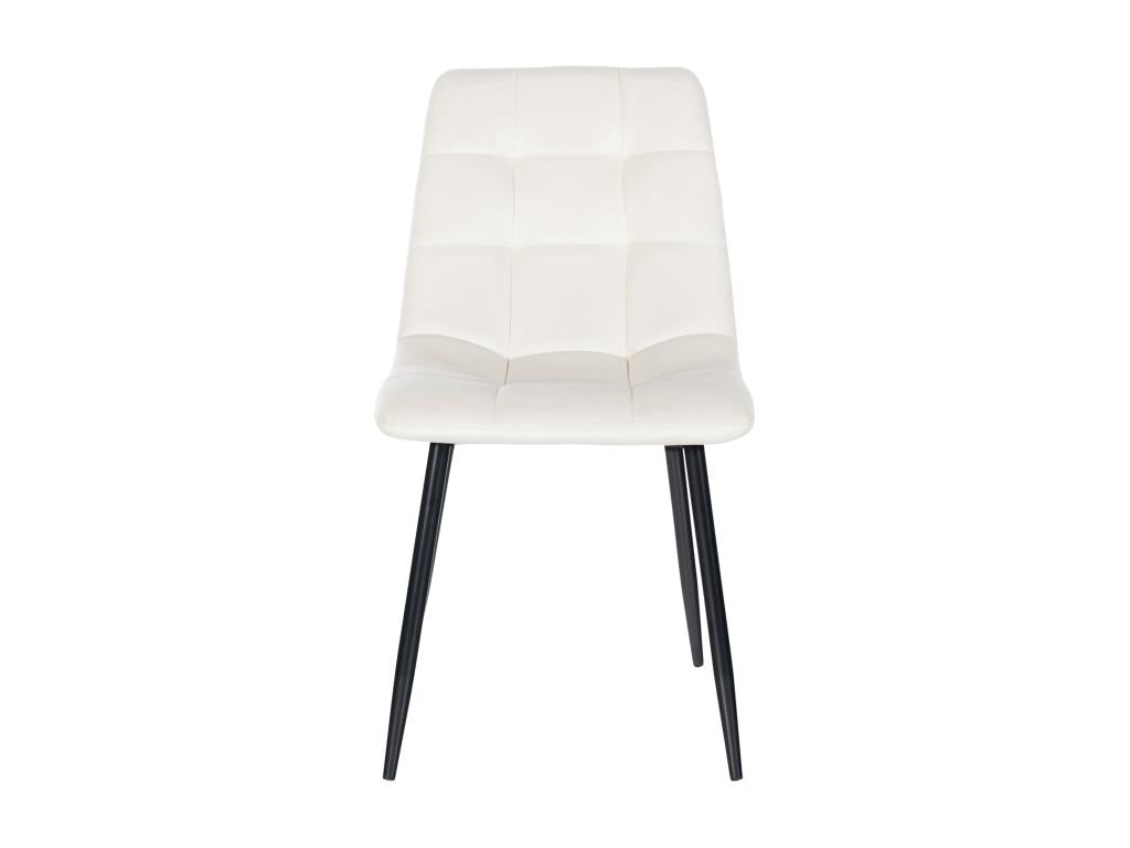 chaise salle à manger - Velours / Métal noir mat - Blanc crème - Boislis SEFD10078