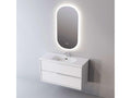 Meuble de salle de bain plan vasque Solide Surface 2 Tiroirs Poignée Inox Satiné l100xh54xp45 Laqué Blanc Mat LIKE NQWQ52922