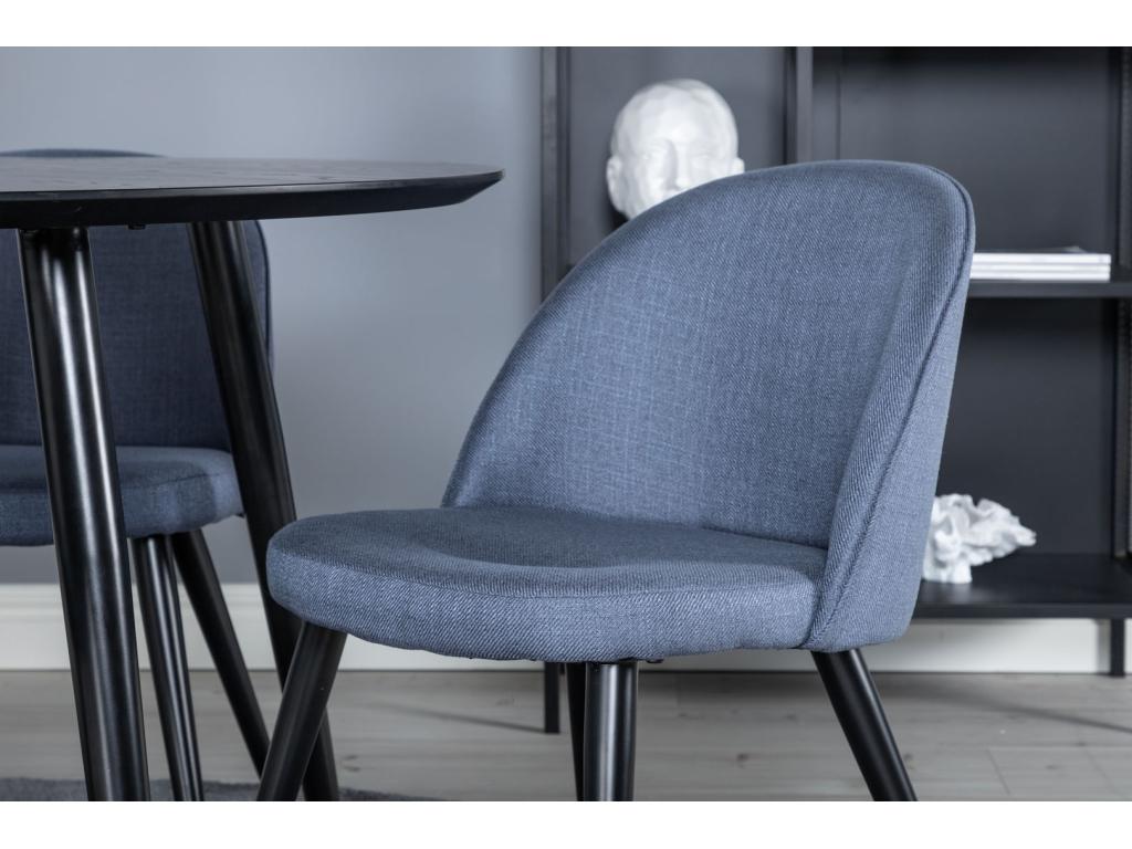Ensemble table Boislis 115BLBL noir et 4 chaises Velvet bleu. NDTC29313