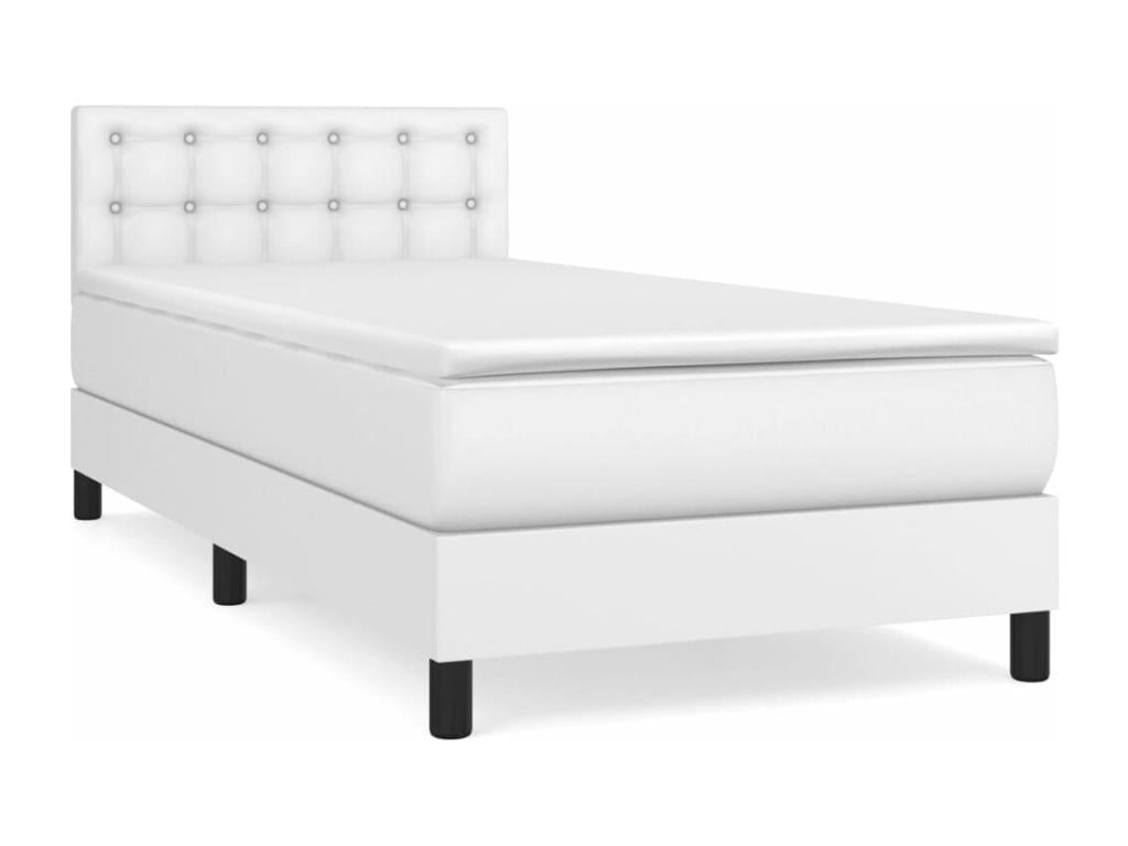 Sommier à Boislis de lit avec matelas Blanc 90x200 cm Similicuir RPJA56896