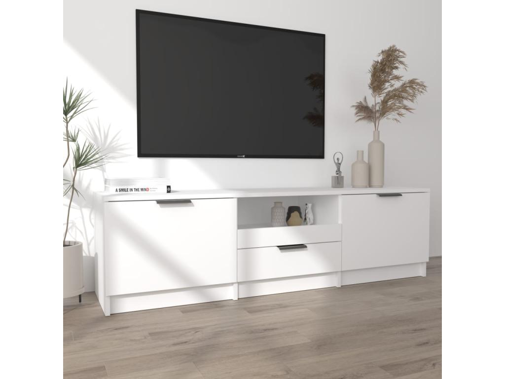 Meuble TV Blanc 140x35x40 cm Bois d'ingénierie QRZA97872