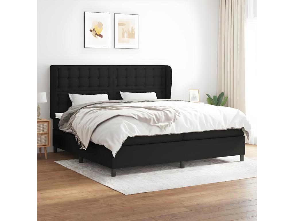 Lit à sommier tapissier avec matelas Noir 200x200 cm Tissu CRGU71436