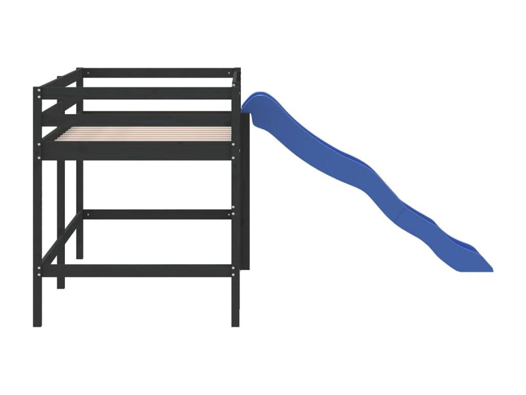 Lit mezzanine enfant toboggan 90x200 cm bois pin massif SDIV29697