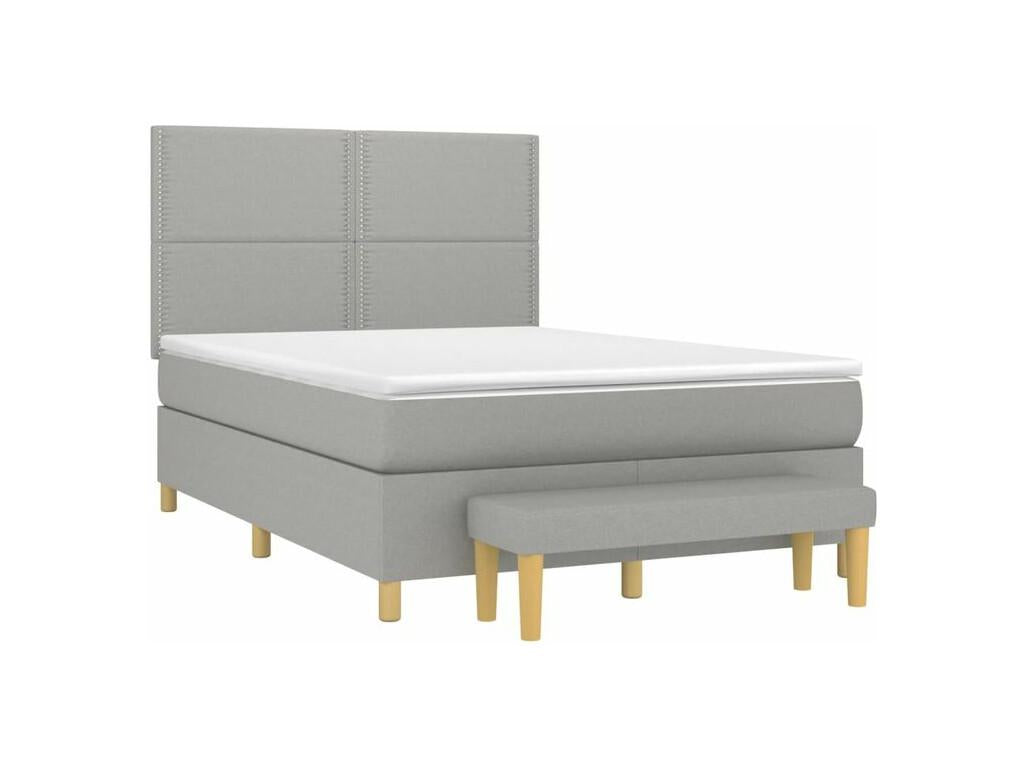 Sommier à Mobenze de lit avec matelas Gris clair 140x190 Tissu PPPR95139