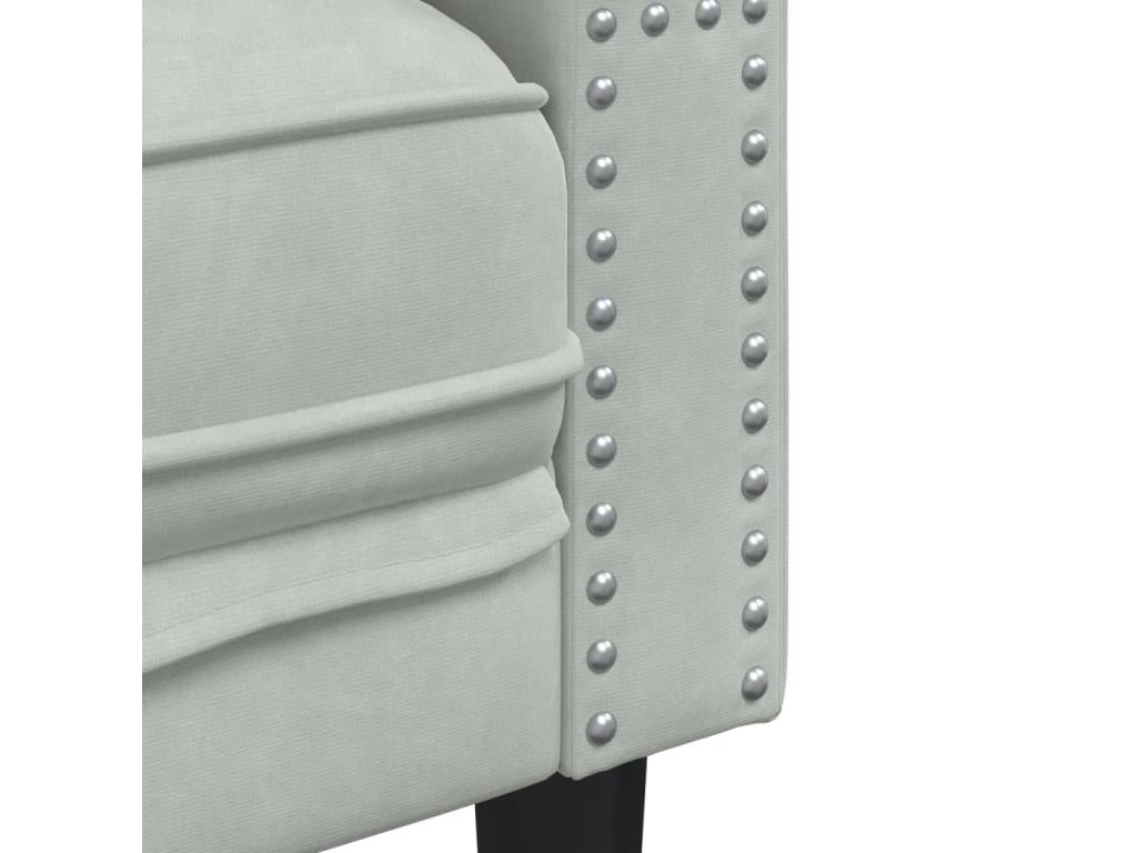 Canapé Boislis avec traversins 3 places gris clair velours VQJT97773
