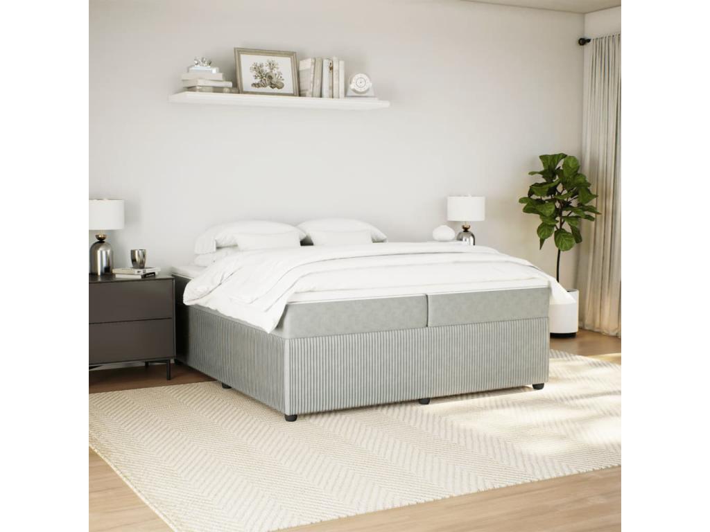 Sommier à Boislis de lit et matelas Gris clair 200x200cm Velours PFOZ10950