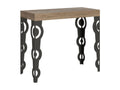 Console extensible style oriental Boislis 90x40-196 ou 90x40-300-Couleur Blanc-Support 2 pieds-5 rallonges fines HRTM43961
