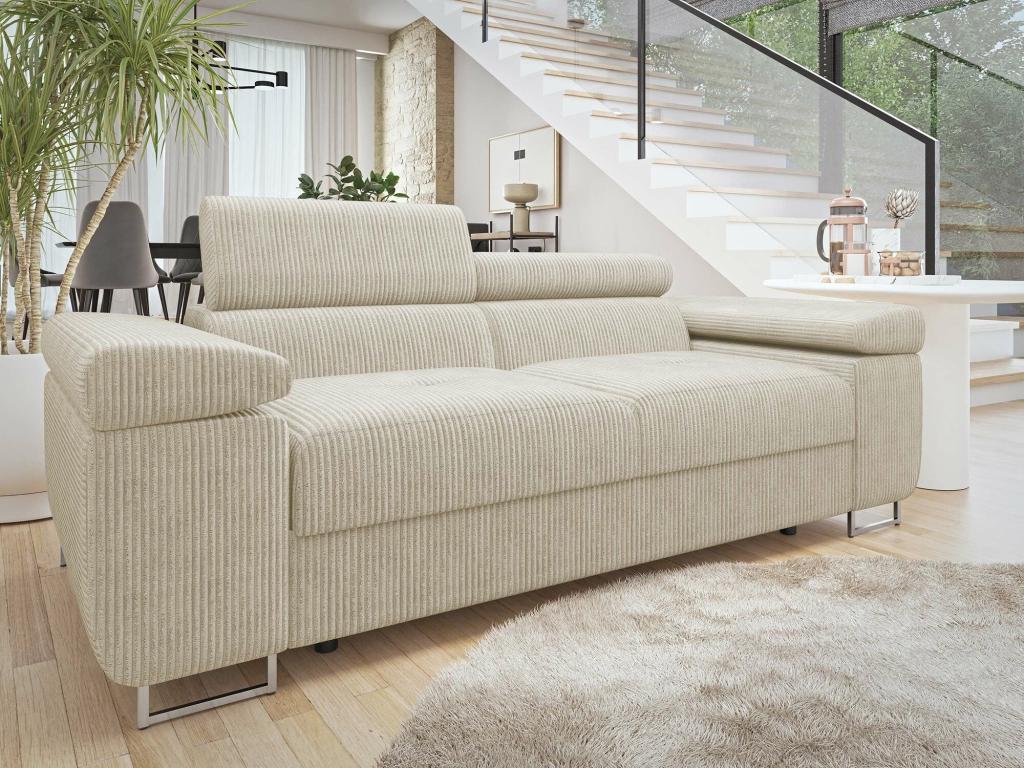 Canapé Boislis Eliferu 105 Brun clair 198x102x70cm Tapisserie Pieds Métal IFHI60277