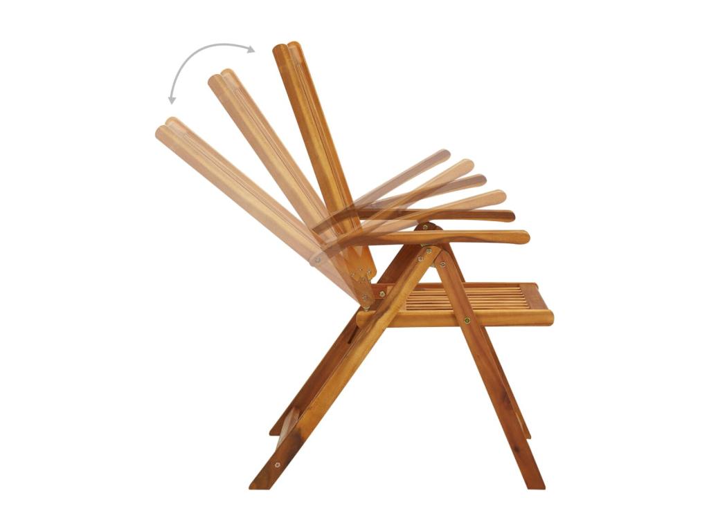 Chaises inclinables de jardin lot de 4 et coussins Bois Boislis TEKT61253