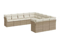 Salon de jardin 11 pcs avec coussins beige résine tressée OVAJ53528