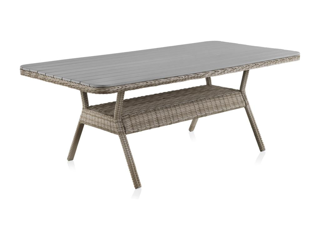 Table fibre d'aluminium marron plateau lames de fibre gris 200x100 SKHV17037