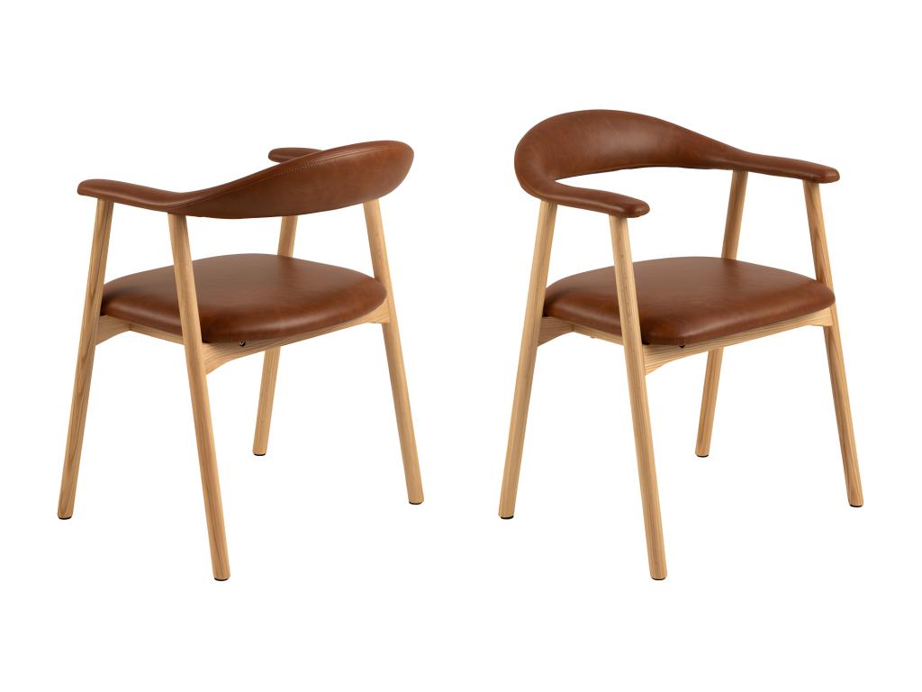 Boislis - Lot de 2 fauteuils de table en simili et bois - Marron DXPM67809