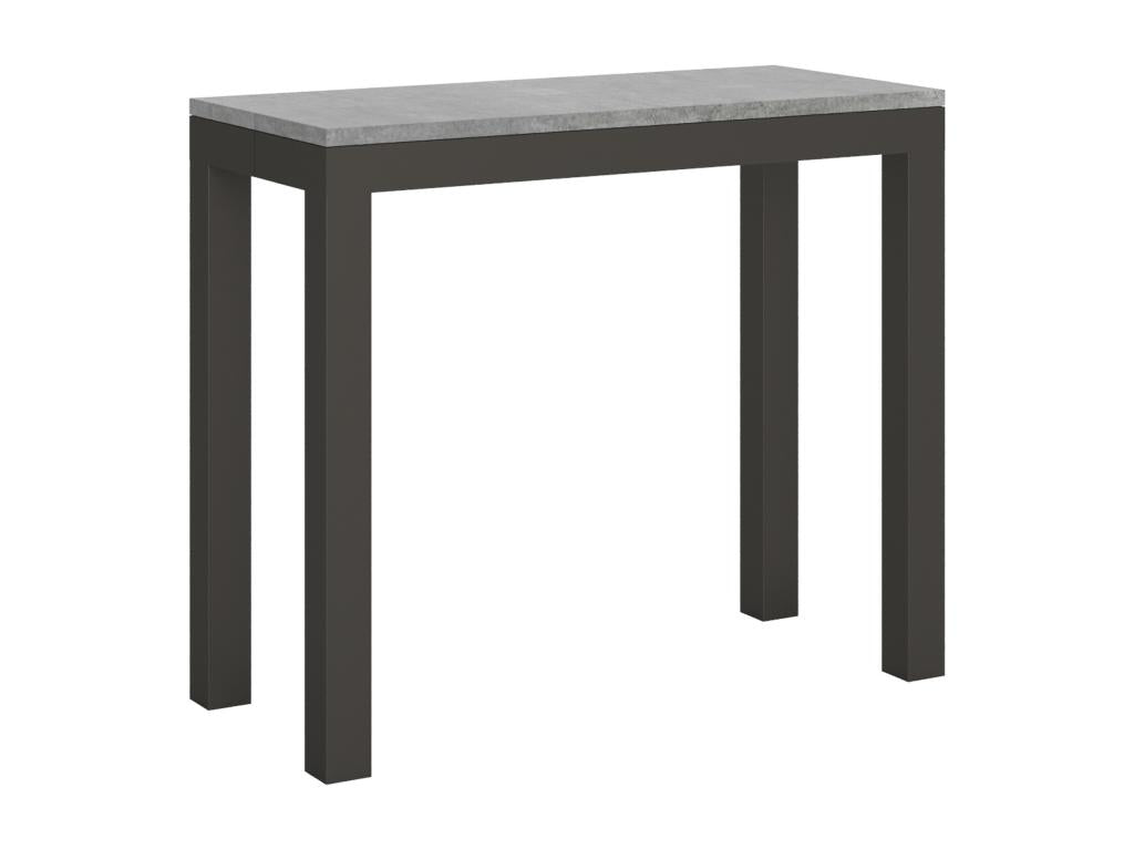 Console extensible 90x40/196 cm Everyday Small Evolution Gris Béton cadre Anthracite MNRE08056