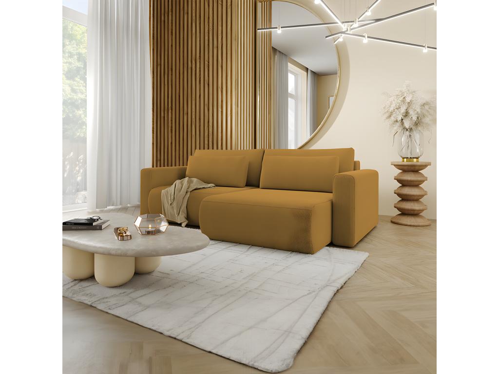 Canapé d'angle réversible convertible 3 places coffre Boislis Jaune TCPL01585