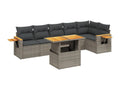 Salon de jardin avec coussins 7 pcs gris résine tressée GDYS74901