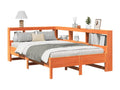 Lit bibliothèque sans matelas cire marron 120x190cm pin massif KZDH51844